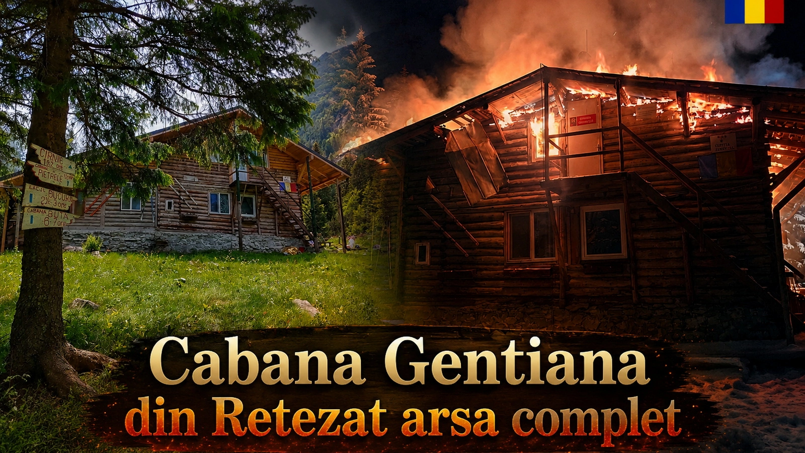 Cabana Gentiana din Retezat arsa complet